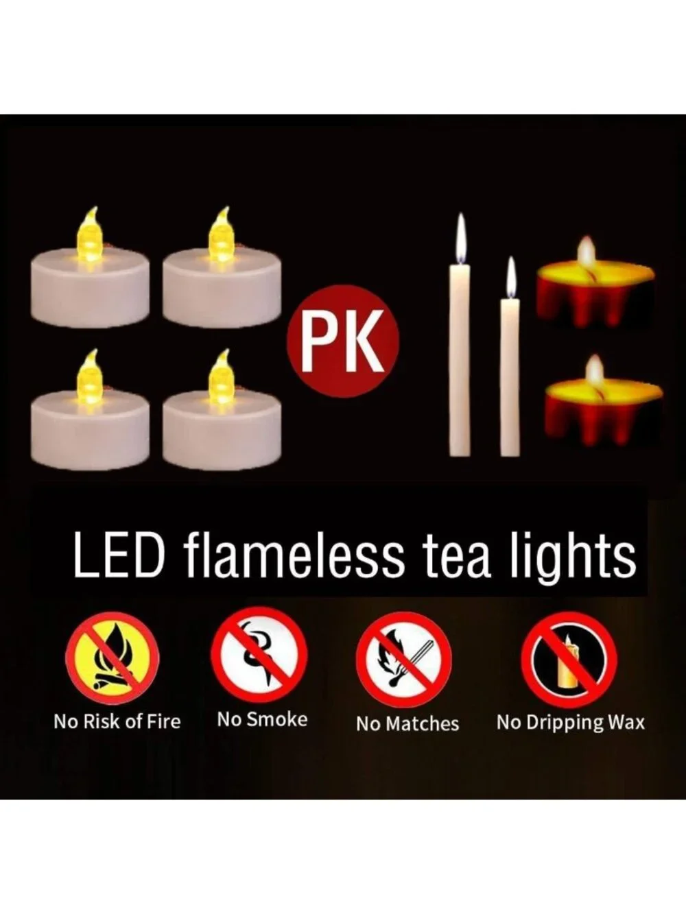 200-Pack Battery Operated LED Tea Lights | Flameless Warm Yellow Candles